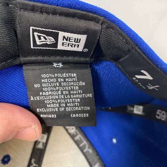 NWT New Era Fitted Blue Chicago Cubs Baseball Cap -Official On Field Size 7 1/4 - Picture 8 of 9